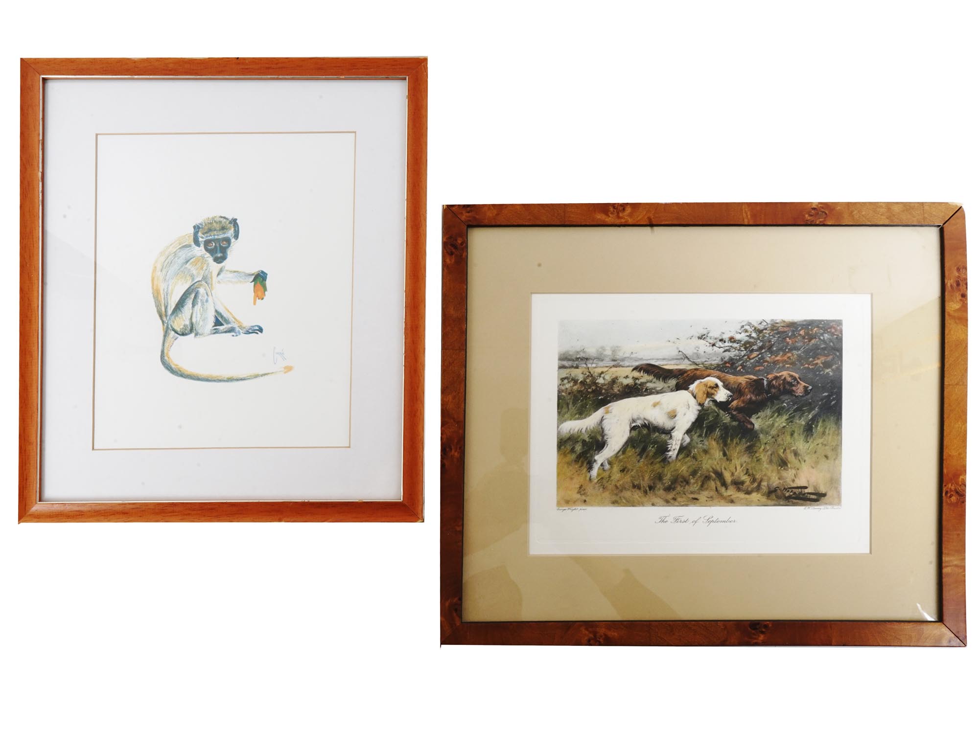 MID CENTURY AMERICAN DOGS AND MONKEY PRINTS PIC-0